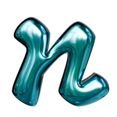 Alphabet number and symbol 3d word render Teal Blue Chrome Glossy Tubular Symbol
