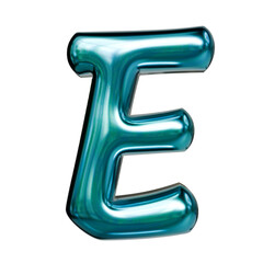 Alphabet number and symbol 3d word render Teal Blue Chrome Glossy Tubular Symbol