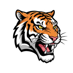 Harimau kepala vektor ilustrasi margasatwa liar mamalia pemangsa bergaris