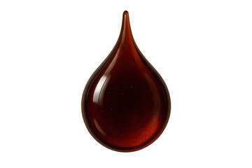 Obraz premium Dark brown liquid drop dripping, offering a rich viscous texture on transparent background, perfect for food or beauty concepts