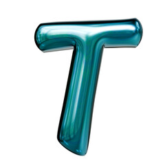 Alphabet number and symbol 3d word render Teal Blue Chrome Glossy Tubular Symbol