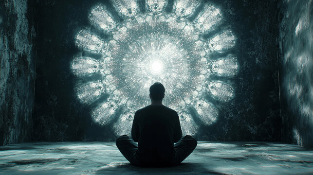 Mind calm visualized as balanced symmetrical light radiating harmony focus and serenity with soft glowing patterns symbolizing inner peace clarity mental balance and meditative state