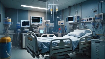Intensive care unit showcasing advanced medical technology and equipment - Powered by Adobe