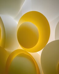 Abstract Geometric Design With Yellow And White Circles