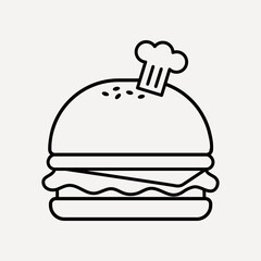 Hamburger, food line art collage element vector