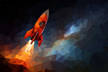 Red Rocket Launching Into Polygon Space