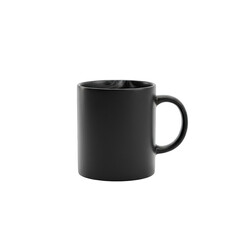 Matte Black Ceramic Coffee Mug Isolated on a Transparent Background with Soft Studio Lighting Highlighted Details and Subtle Reflections