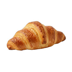 Golden Brown Croissant Pastry Isolated on Black Background with Visible Flaky Layers and Textured Crust