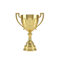 Golden Trophy With Two Handles And Intricate Stem On A Black Background Isolated Clean Studio Shot