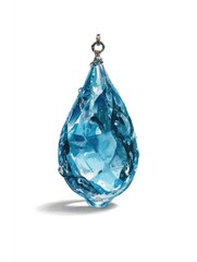 Blue teardrop pendant with intricate glass details