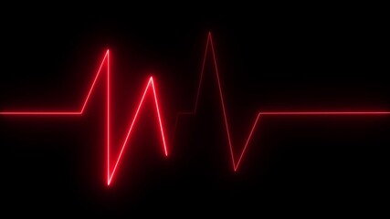 Digital heartbeat line animation. Neon line heart pulse looping animation. Abstract heartbeat and pulse rate signal technology animation on grid background. Heart beat pulse. - Powered by Adobe