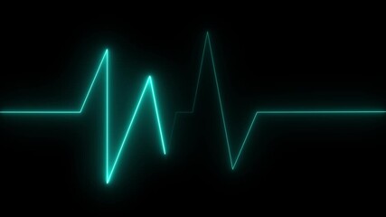 Digital heartbeat line animation. Neon line heart pulse looping animation. Abstract heartbeat and pulse rate signal technology animation on grid background. Heart beat pulse. - Powered by Adobe