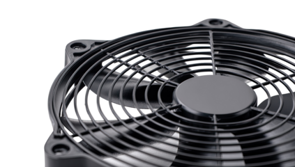 Close-up of a black computer fan