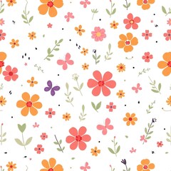 Fototapeta premium Seamless watercolor floral pattern with butterflies and delicate flowers