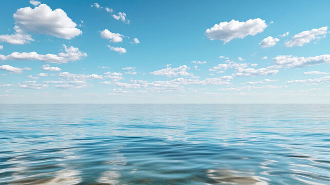 Peaceful ocean horizon cloud reflection calm water sky blue serenity
