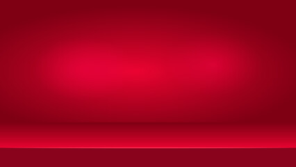 Luxury Red Studio Background with Central Spotlight.Empty Stage Mockup.