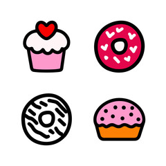 set of cupcakes and donuts