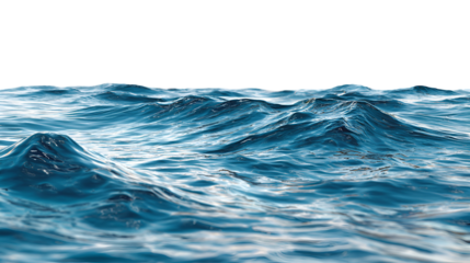 Realistic ocean waves with foam and spray isolated on transparent background