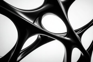 Abstract Black Geometric Structure on White Background