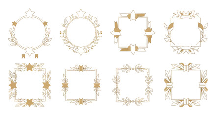 Elegant Decorative Frames Laurel Wreaths, Geometric Accents, and Floral Elements for Design