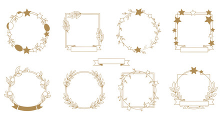 A captivating collection of elegant golden frames and decorative borders, perfect for enhancing invitations, certificates, and various graphic design projects with a sophisticated touch