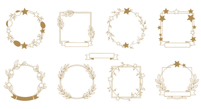A captivating collection of elegant golden frames and decorative borders, perfect for enhancing invitations, certificates, and various graphic design projects with a sophisticated touch