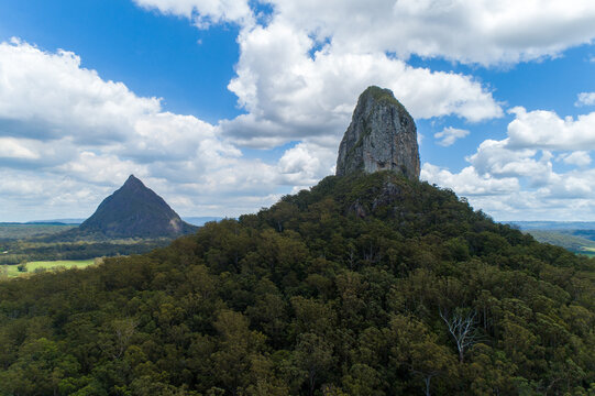Glass House Mountains, Coonowrin and Beerwah.