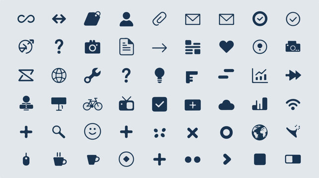 Minimalist dark blue icons collection for digital interfaces vector