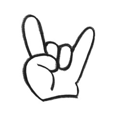 Rock and roll hand gesture outline graphic illustration symbol
