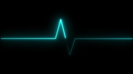 Neon heart beat line animation video abstract neon icon animation love heartbeat animation 4k video Abstract cyan neon heartbeat and pulse rate signal technology animated human heart concepts