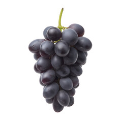 Fototapeta premium Close-up of a bunch of dark purple grapes with a green stem on transparent background