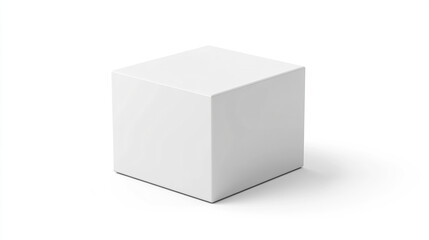 Fototapeta premium Modern white pedestal with geometric box design isolated on white background, showcasing clean lines and smooth surface for contemporary display or decoration
