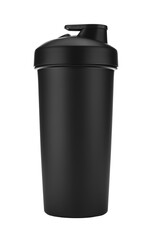 Obraz premium Black shaker bottle with screw-on lid on transparent background