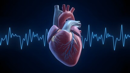 Anatomy of a realistic human heart, detailed 3D medical render