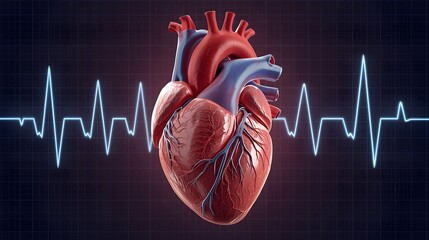 Anatomy of a realistic human heart, detailed 3D medical render