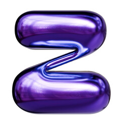 Alphabet number and symbol 3d word render Purple Chrome Glossy Tubular Symbol