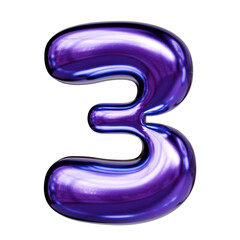 Alphabet number and symbol 3d word render Purple Chrome Glossy Tubular Symbol