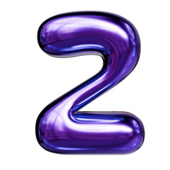 Naklejka premium Alphabet number and symbol 3d word render Purple Chrome Glossy Tubular Symbol