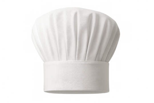 Professional chef toque chef's hat representing culinary expertise, cooking skills, and fine dining gastronomy, transparent background
