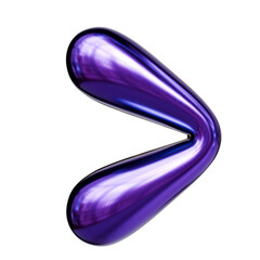 Alphabet number and symbol 3d word render Purple Chrome Glossy Tubular Symbol