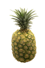 Fototapeta premium Whole pineapple with spiky green leaves on transparent background