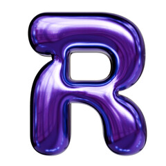 Alphabet number and symbol 3d word render Purple Chrome Glossy Tubular Symbol