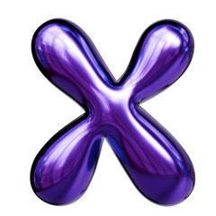 Alphabet number and symbol 3d word render Purple Chrome Glossy Tubular Symbol