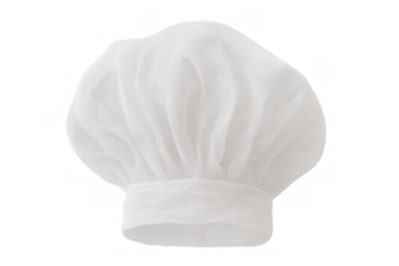 White chef's hat representing culinary profession, cooking, gastronomy, and kitchen uniform, transparent background
