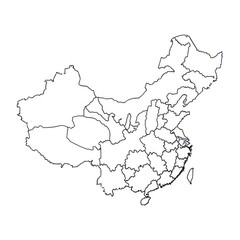 Obraz premium Detailed outline map of china, showcasing its geographical boundaries and regional divisions with precision