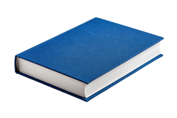 Closed blue hardcover book with white pages on black background image, Png, Isolated on Transparent Background, Cut Out