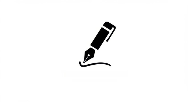 Elegant fountain pen illustration in black and white for creative writing