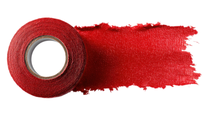  Red masking tape with torn edges isolated on white background for office, packaging, and craft projects photography