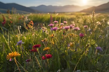 Obraz premium Blossoms of Serenity in Golden Fields