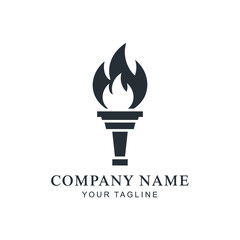 Torch logo design with flame, ideal for company branding.